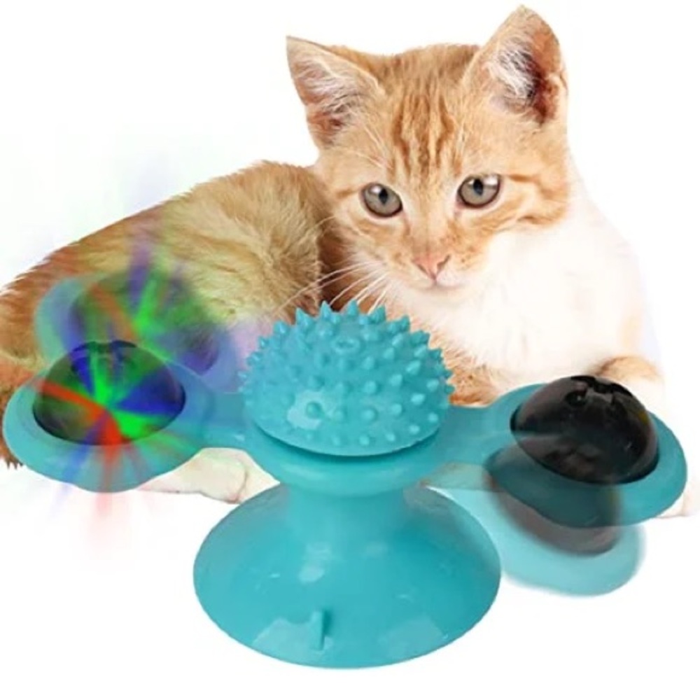 Interactive Blue Cat Toy with Suction Cup